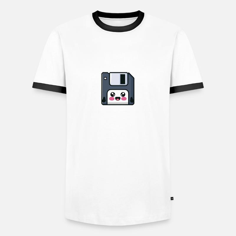 Diskette! Nostalgische Technik! - Männer Kontrast-T-Shirt - Weiß/Schwarz