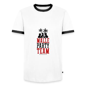 Malle Party Team Urlaub Mallorca - Männer Kontrast-T-Shirt - Weiß/Schwarz - Vorne - AI Model Female 172 light (172cm) & AI Model Male 178 dark (178cm)