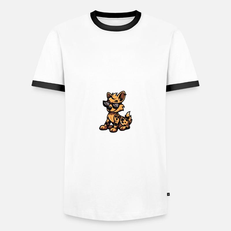 Hyäne Cool Comic - Männer Kontrast-T-Shirt - Weiß/Schwarz