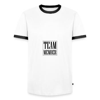 Équipier - T-shirt contrasté Homme - blanc/noir - Devant - AI Model Female 172 light (172cm) & AI Model Male 178 dark (178cm)
