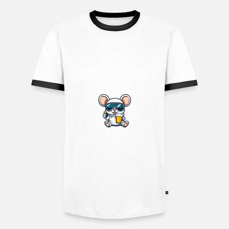 Maus Apres Ski Bier Comic - Männer Kontrast-T-Shirt - Weiß/Schwarz