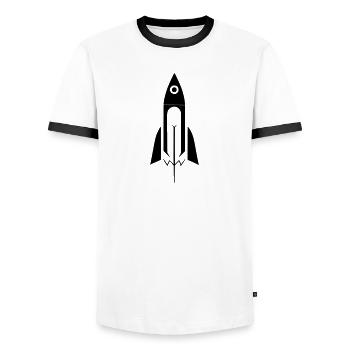 rocket - Men's Ringer Shirt - white/black - Front - AI Model Female 172 light (172cm) & AI Model Male 178 dark (178cm)