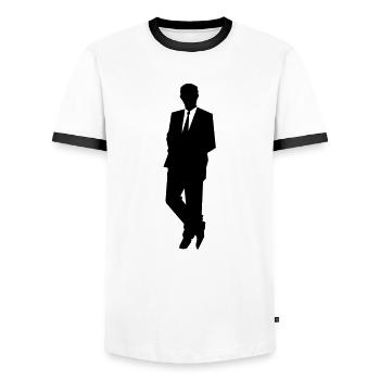 Business - Männer Kontrast-T-Shirt - Weiß/Schwarz - Vorne - AI Model Female 172 light (172cm) & AI Model Male 178 dark (178cm)