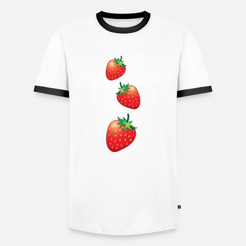 3 strawberries going down - Men's Ringer Shirt - white/black