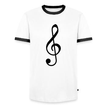 Violin Clef - Clef - Men's Ringer Shirt - white/black - Front - AI Model Female 172 light (172cm) & AI Model Male 178 dark (178cm)