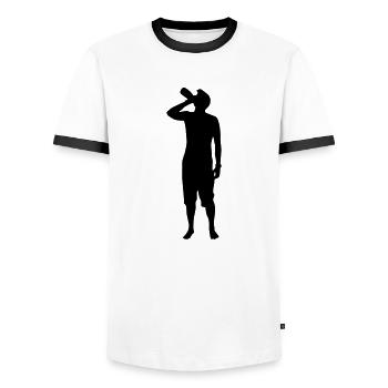 drinking man - Männer Kontrast-T-Shirt - Weiß/Schwarz - Vorne - AI Model Female 172 light (172cm) & AI Model Male 178 dark (178cm)