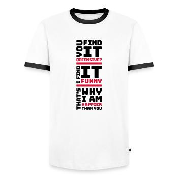 You find it offensive - Men's Ringer Shirt - white/black - Front - AI Model Female 172 light (172cm) & AI Model Male 178 dark (178cm)