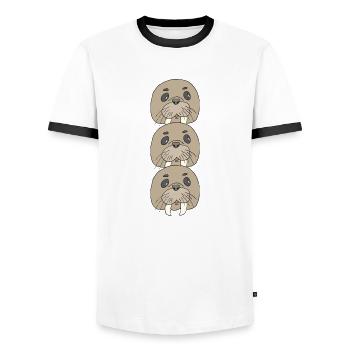 Walrus Triple Pack - Men's Ringer Shirt - white/black - Front - AI Model Female 172 light (172cm) & AI Model Male 178 dark (178cm)