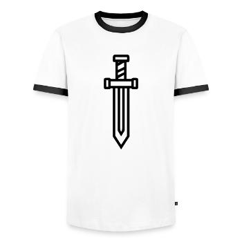 sword - Men's Ringer Shirt - white/black - Front - AI Model Female 172 light (172cm) & AI Model Male 178 dark (178cm)