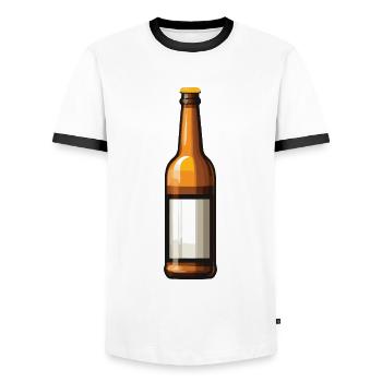 Bouteille de bière Symbole de consommation de bière - T-shirt contrasté Homme - blanc/noir - Devant - AI Model Female 172 light (172cm) & AI Model Male 178 dark (178cm)