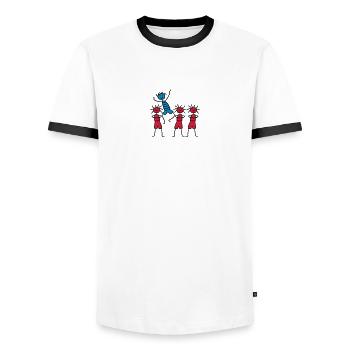 Be Different Happy Funny Boy - Men's Ringer Shirt - white/black - Front - AI Model Female 172 light (172cm) & AI Model Male 178 dark (178cm)