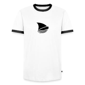 Sailingboat - T-shirt contrasté Homme - blanc/noir - Devant - AI Model Female 172 light (172cm) & AI Model Male 178 dark (178cm)