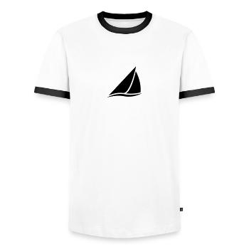 Segelboot Logo für Segler, Matrosen und Kapitäne - Männer Kontrast-T-Shirt - Weiß/Schwarz - Vorne - AI Model Female 172 light (172cm) & AI Model Male 178 dark (178cm)