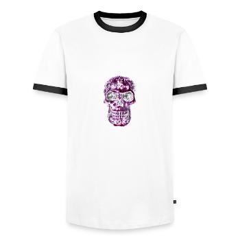 Calavera - Men's Ringer Shirt - white/black - Front - AI Model Female 172 light (172cm) & AI Model Male 178 dark (178cm)