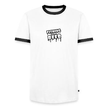Fishing And Beer Graffiti - Men's Ringer Shirt - white/black - Front - AI Model Female 172 light (172cm) & AI Model Male 178 dark (178cm)