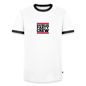 Bachelor Party Crew - T-shirt contrasté Homme - blanc/noir - Devant - AI Model Female 172 light (172cm) & AI Model Male 178 dark (178cm)