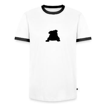 Englische Bulldogge - Männer Kontrast-T-Shirt - Weiß/Schwarz - Vorne - AI Model Female 172 light (172cm) & AI Model Male 178 dark (178cm)