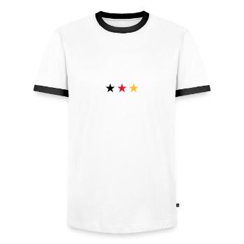 Germany three stars in Black Red Gold - Men's Ringer Shirt - white/black - Front - AI Model Female 172 light (172cm) & AI Model Male 178 dark (178cm)