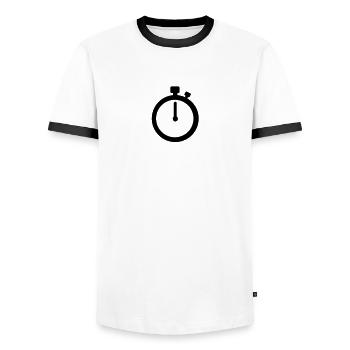Stoppuhr - Männer Kontrast-T-Shirt - Weiß/Schwarz - Vorne - AI Model Female 172 light (172cm) & AI Model Male 178 dark (178cm)