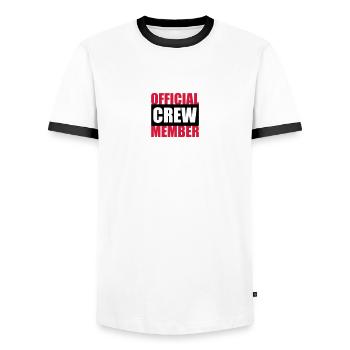 Official Crew Member - T-shirt contrasté Homme - blanc/noir - Devant - AI Model Female 172 light (172cm) & AI Model Male 178 dark (178cm)