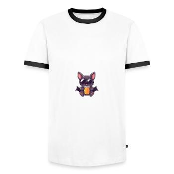 Bat Après-Ski Bière Bande Dessinée - T-shirt contrasté Homme - blanc/noir - Devant - AI Model Female 172 light (172cm) & AI Model Male 178 dark (178cm)