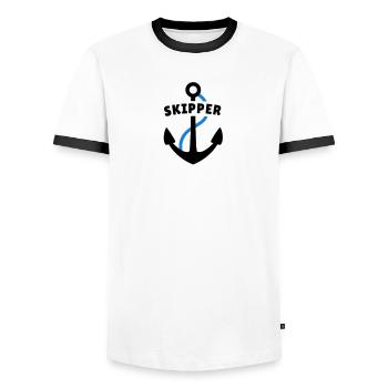 Skipper - Männer Kontrast-T-Shirt - Weiß/Schwarz - Vorne - AI Model Female 172 light (172cm) & AI Model Male 178 dark (178cm)