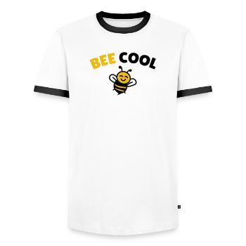 Bee cool - T-shirt contrasté Homme - blanc/noir - Devant - AI Model Female 172 light (172cm) & AI Model Male 178 dark (178cm)