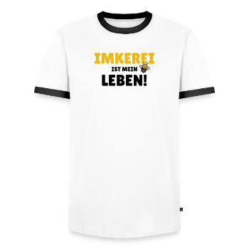 Imkerei ist mein Leben - Männer Kontrast-T-Shirt - Weiß/Schwarz - Vorne - AI Model Female 172 light (172cm) & AI Model Male 178 dark (178cm)