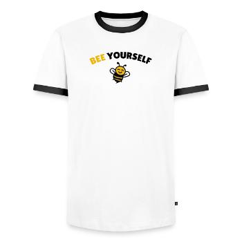 Bee yourself - Men's Ringer Shirt - white/black - Front - AI Model Female 172 light (172cm) & AI Model Male 178 dark (178cm)