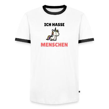 Ich hasse Menschen - Männer Kontrast-T-Shirt - Weiß/Schwarz - Vorne - AI Model Female 172 light (172cm) & AI Model Male 178 dark (178cm)