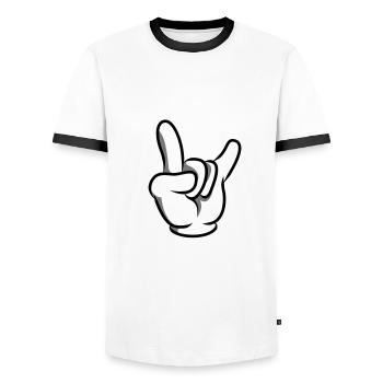 hand party symbol blob - Men's Ringer Shirt - white/black - Front - AI Model Female 172 light (172cm) & AI Model Male 178 dark (178cm)