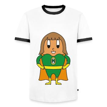 Oeuf de super-héros - T-shirt contrasté Homme - blanc/noir - Devant - AI Model Female 172 light (172cm) & AI Model Male 178 dark (178cm)