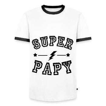 Super papy - T-shirt contrasté Homme - blanc/noir - Devant - AI Model Female 172 light (172cm) & AI Model Male 178 dark (178cm)