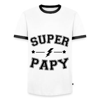 Super papy - T-shirt contrasté Homme - blanc/noir - Devant - AI Model Female 172 light (172cm) & AI Model Male 178 dark (178cm)