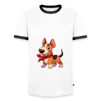 Bullterrier Mama 2 - Männer Kontrast-T-Shirt - Weiß/Schwarz - Vorne - AI Model Female 172 light (172cm) & AI Model Male 178 dark (178cm)