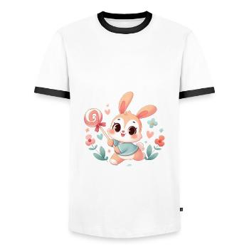 bunny lover - T-shirt contrasté Homme - blanc/noir - Devant - AI Model Female 172 light (172cm) & AI Model Male 178 dark (178cm)