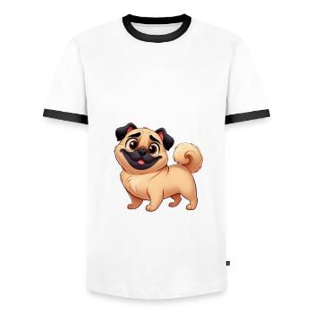 Pug Lover - Men's Ringer Shirt - white/black - Front - AI Model Female 172 light (172cm) & AI Model Male 178 dark (178cm)