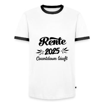 Rentner 2025 Countdown läuft Rente 2025 Ruhestand - Männer Kontrast-T-Shirt - Weiß/Schwarz - Vorne - AI Model Female 172 light (172cm) & AI Model Male 178 dark (178cm)