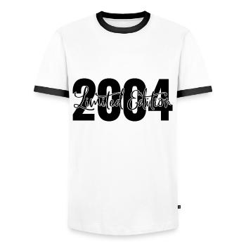 Limited Edition 2004 - Men's Ringer Shirt - white/black - Front - AI Model Female 172 light (172cm) & AI Model Male 178 dark (178cm)