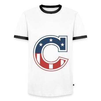 Lettre C États-Unis - T-shirt contrasté Homme - blanc/noir - Devant - AI Model Female 172 light (172cm) & AI Model Male 178 dark (178cm)