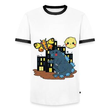 Der Kampf der Monster - Männer Kontrast-T-Shirt - Weiß/Schwarz - Vorne - AI Model Female 172 light (172cm) & AI Model Male 178 dark (178cm)