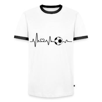Soccer Fan Heartbeat Love Footballer EKG Funny - Men's Ringer Shirt - white/black - Front - AI Model Female 172 light (172cm) & AI Model Male 178 dark (178cm)
