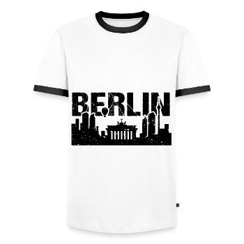Berlin Skyline Vintage Hauptstadt Berlin - Männer Kontrast-T-Shirt - Weiß/Schwarz - Vorne - AI Model Female 172 light (172cm) & AI Model Male 178 dark (178cm)