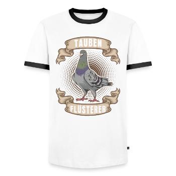 Tauben Flüsterer - Männer Kontrast-T-Shirt - Weiß/Schwarz - Vorne - AI Model Female 172 light (172cm) & AI Model Male 178 dark (178cm)