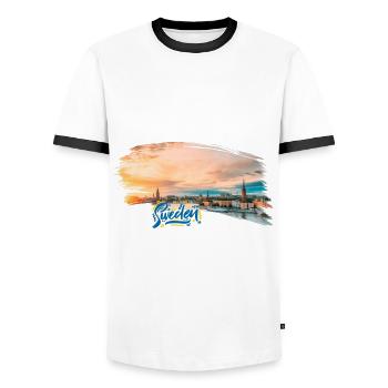 Sweden Sweden Nordic - Men's Ringer Shirt - white/black - Front - AI Model Female 172 light (172cm) & AI Model Male 178 dark (178cm)