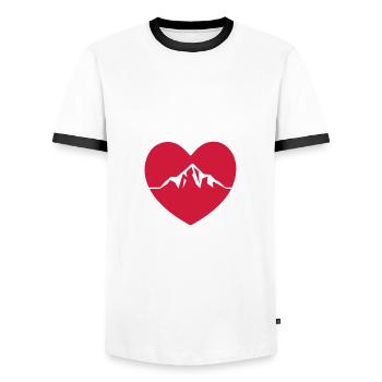 mountains pulse heart - Men's Ringer Shirt - white/black - Front - AI Model Female 172 light (172cm) & AI Model Male 178 dark (178cm)