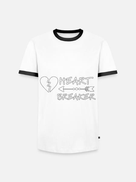 Hjerteknuser til børn eller småbørn, hjerteknuser - Herre kontrast-T-shirt - hvid/sort