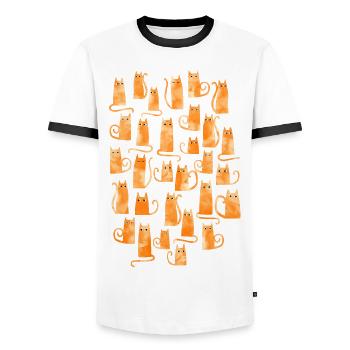 Ingwer Katze Aquarell - Männer Kontrast-T-Shirt - Weiß/Schwarz - Vorne - AI Model Female 172 light (172cm) & AI Model Male 178 dark (178cm)