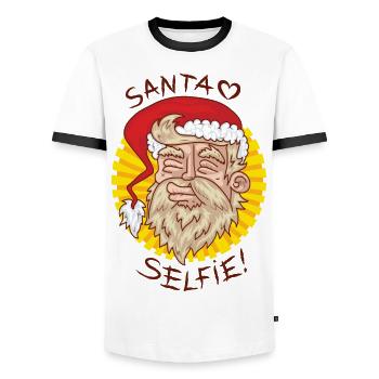 Santa Père Noël - T-shirt contrasté Homme - blanc/noir - Devant - AI Model Female 172 light (172cm) & AI Model Male 178 dark (178cm)