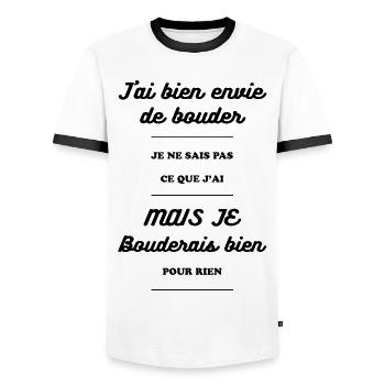 J'AI ENVIE DE BOUDER - T-shirt contrasté Homme - blanc/noir - Devant - AI Model Female 172 light (172cm) & AI Model Male 178 dark (178cm)